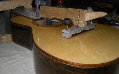 Alone in the Workshop – Part 16 – Gluing the neck and bridge on