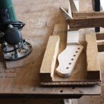 The headstock is routed to the correct thickness
